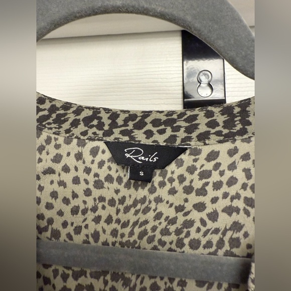 Rails Womens Karla Mini Dress S Olive Lynx Aminal Print Front Buttons - Picture 4 of 6